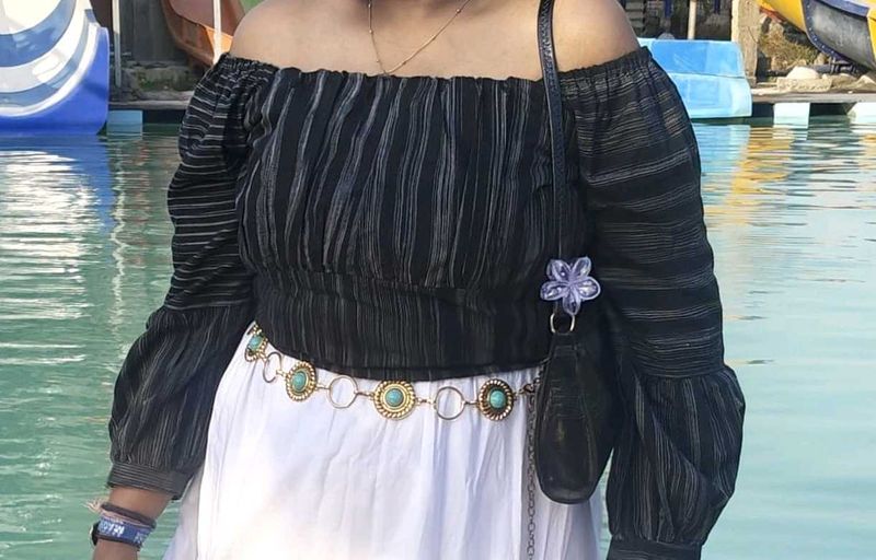 Chic Off-Shoulder Striped Top