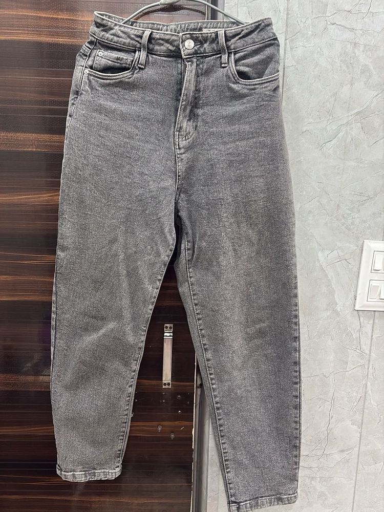 Zudio Grey Wash Mom Fit Jeans