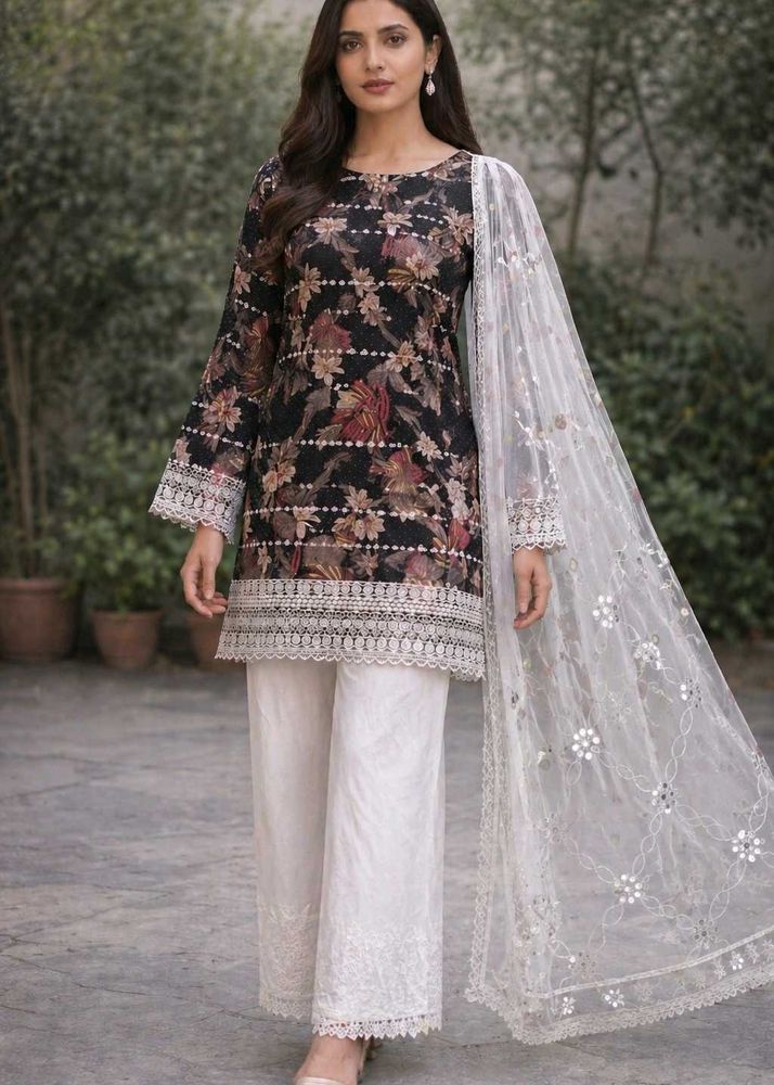 Elegant Floral Kurta with duppata without pant