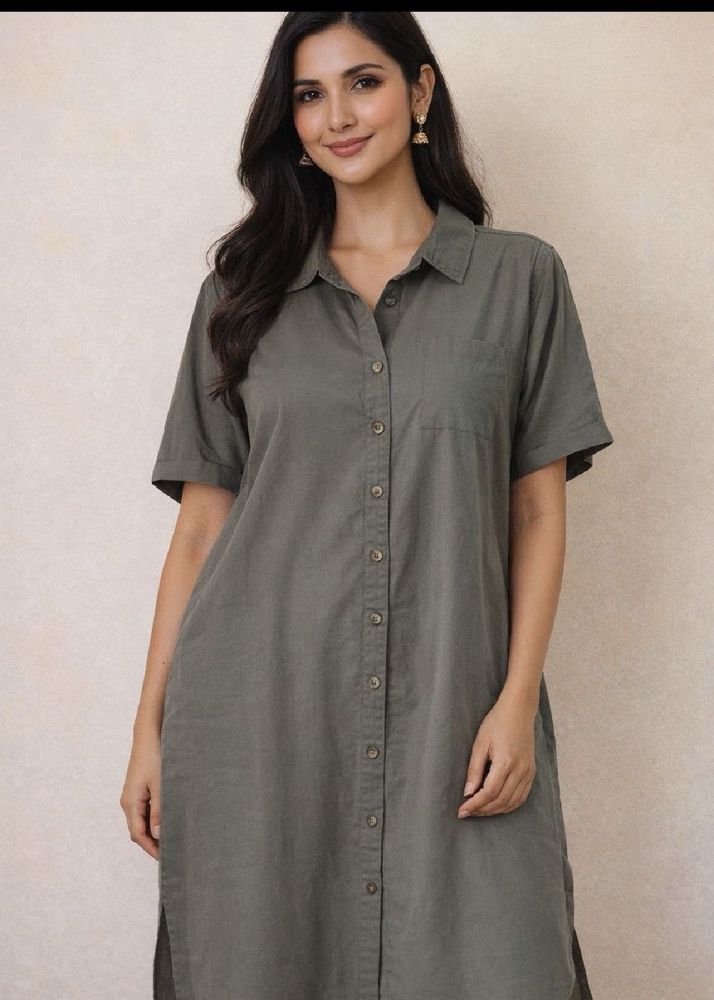 SALE!!Olive Green Button-Up Denim one piece
