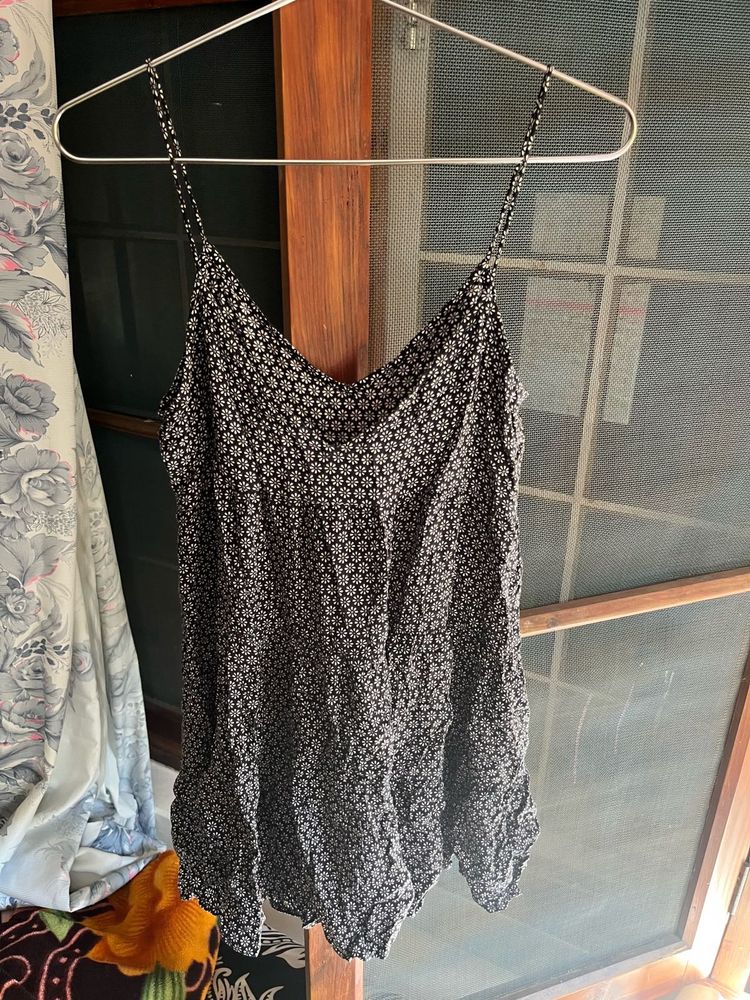 Black Floral Spaghetti Strap Mini Dress