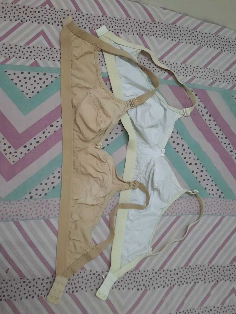2 Beige &amp; White Bras