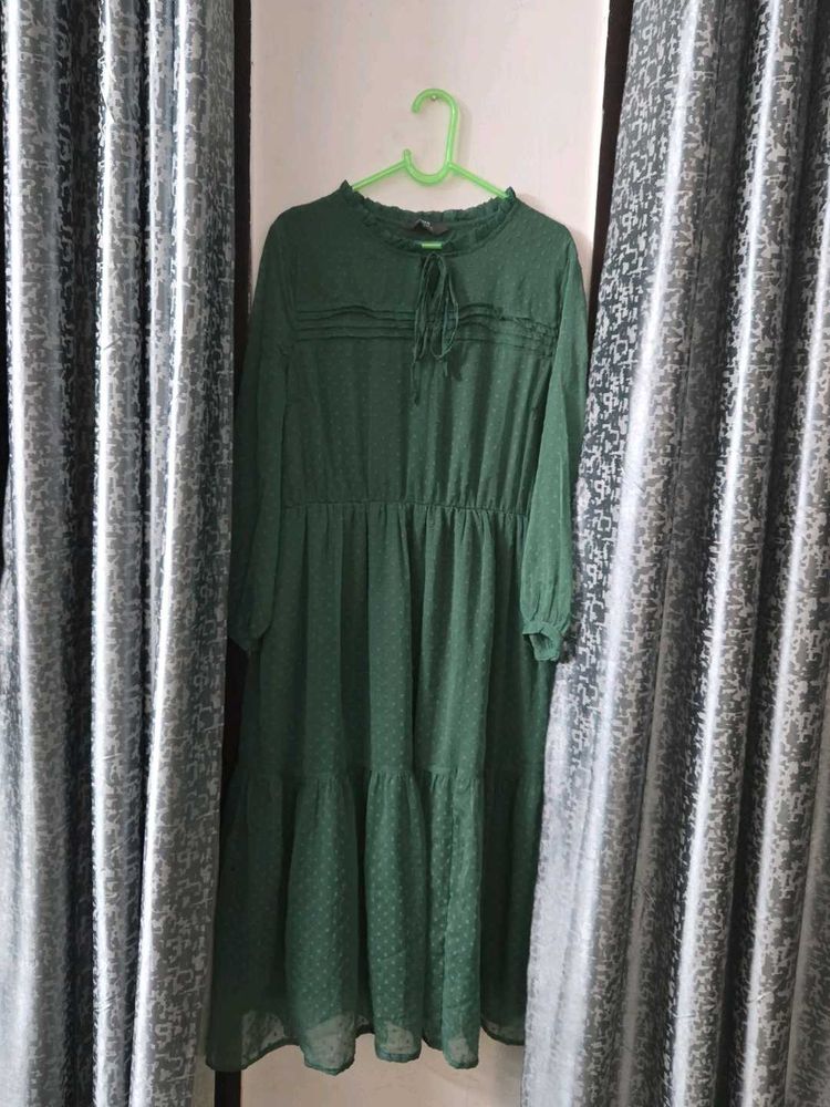 Max Chic Green Textured Midi Dress bust 36