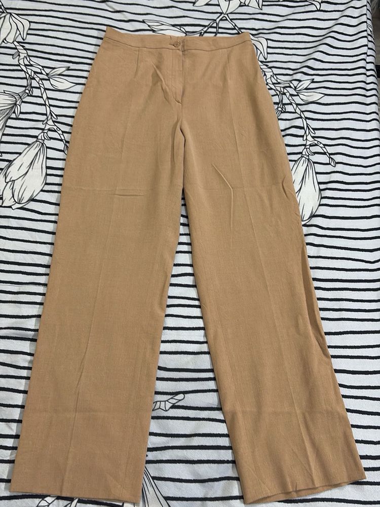 Classic Tan Wide Leg Trousers