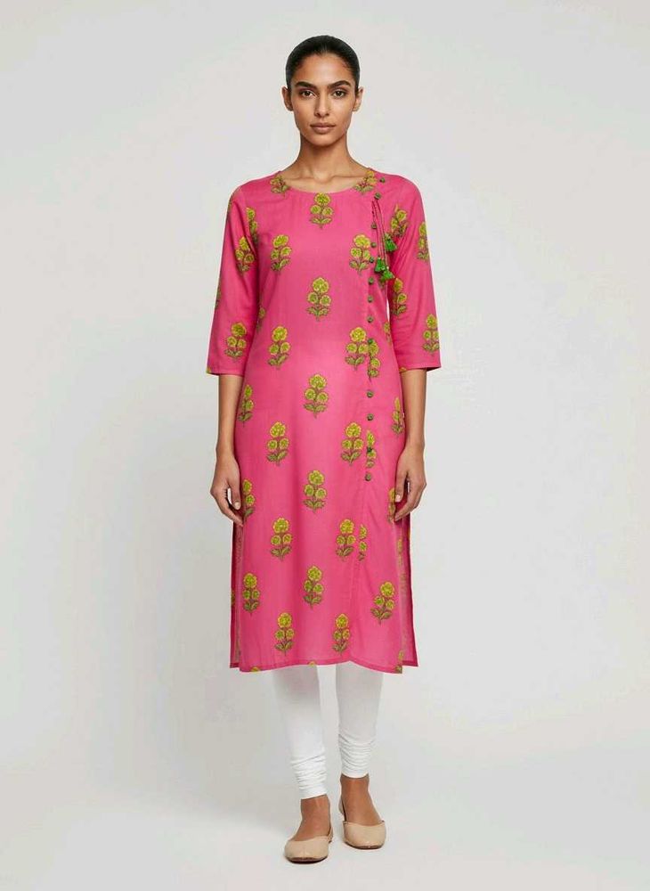 Pink Kurta with Floral Print