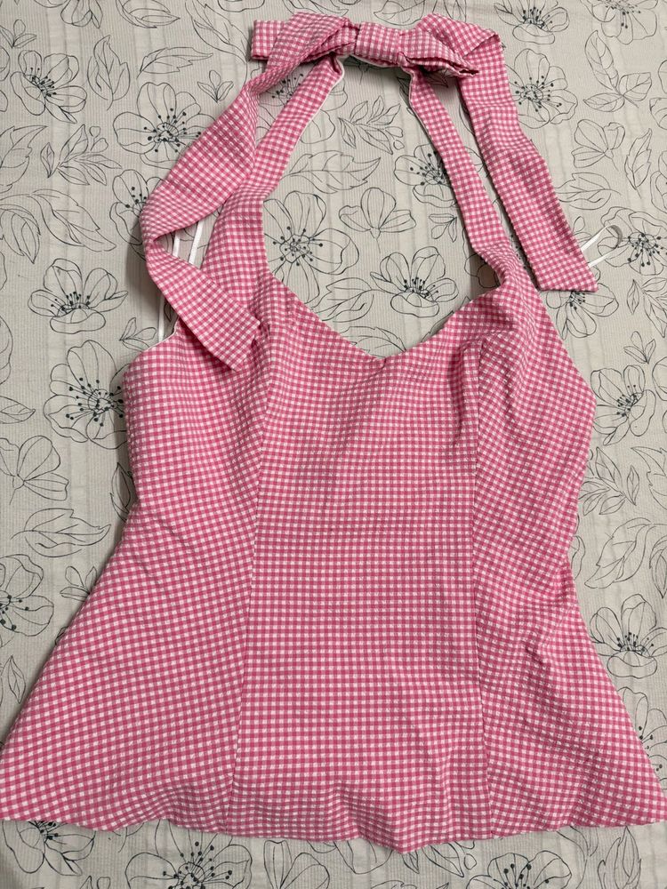 ZARA Cute Pink Gingham Top