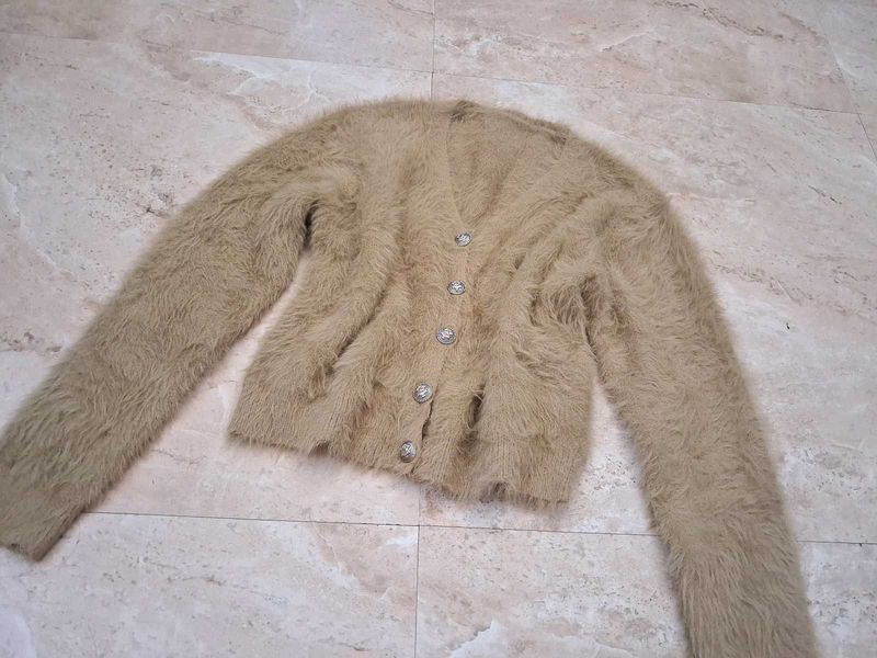 Fuzzy Button-Up Cardigan