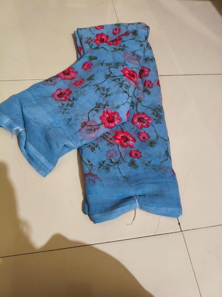 Beautiful Blue Floral Saree
