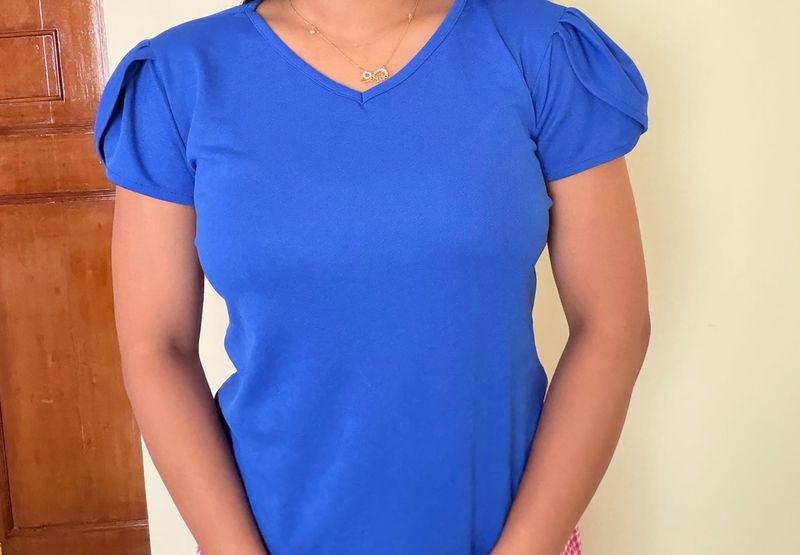 Blue Puff Sleeve Top