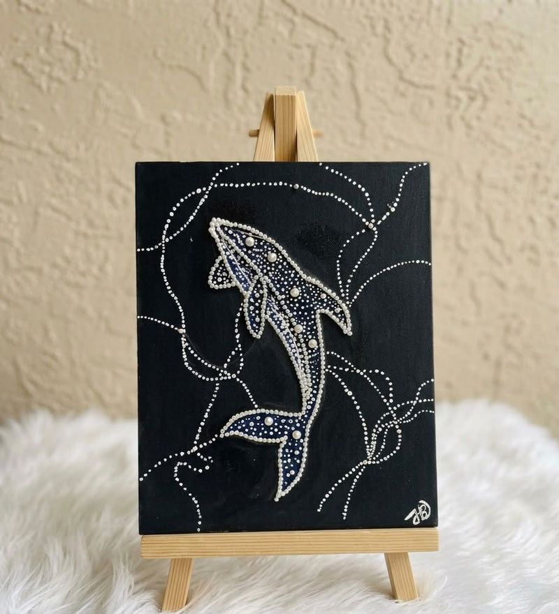 Handmade Whale pearl Art Painting