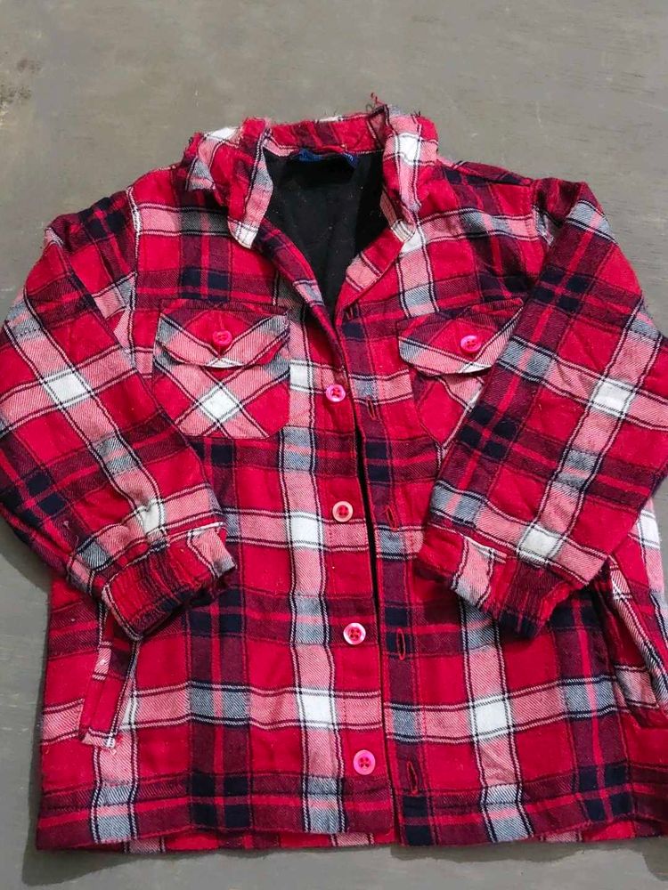 Red Plaid Button-Up Shirt