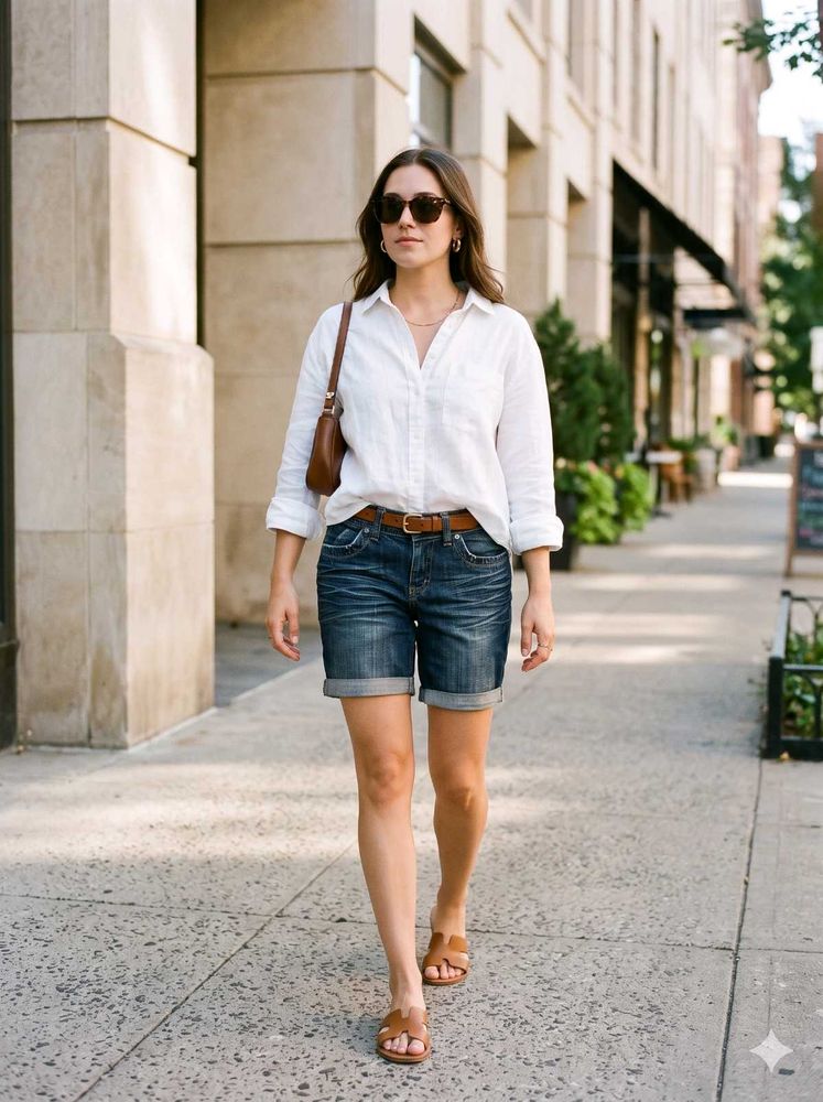 Classic Denim Bermuda Shorts