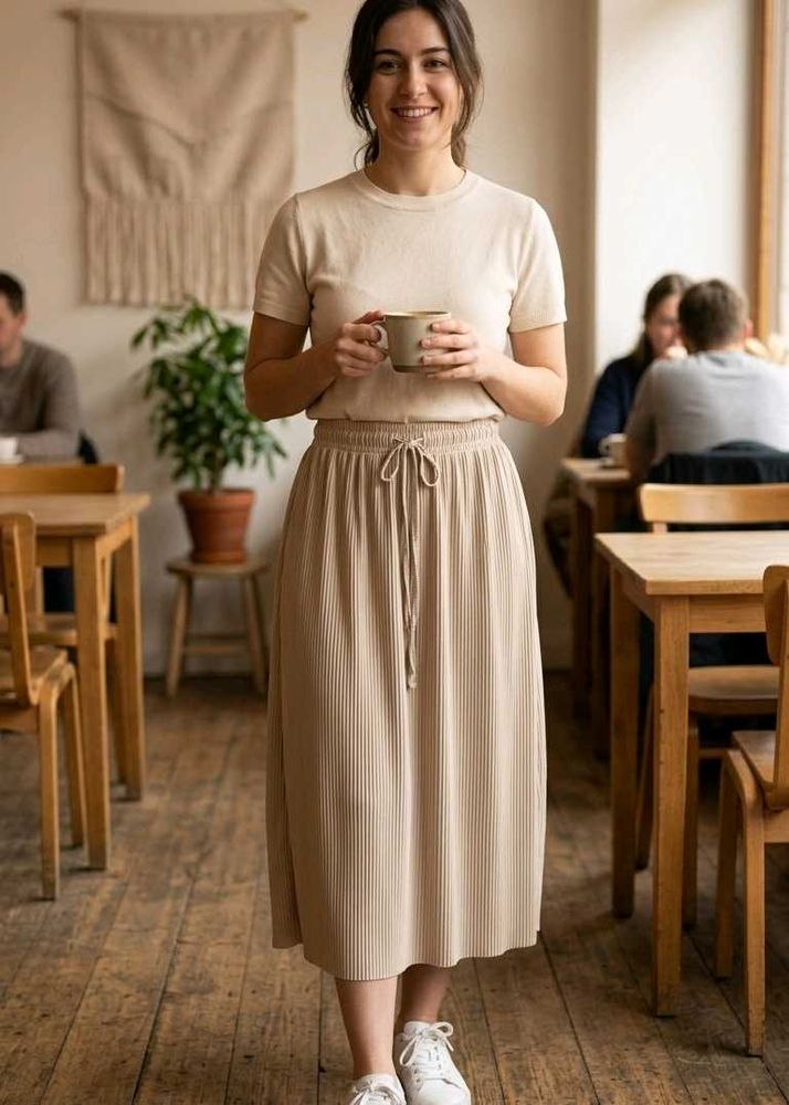 Beige A-line Skirt