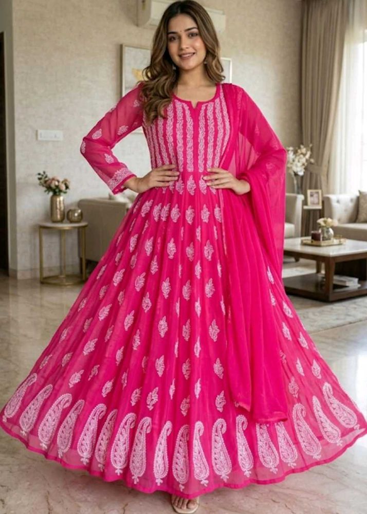 56 Kali chikankari kurti with cotton innar