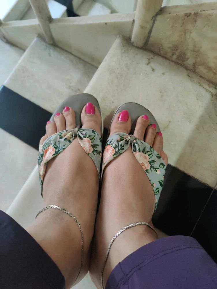 Floral Print Flip Flops