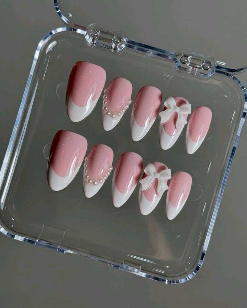 COMBO Pretty Pink French Tip and Red nails