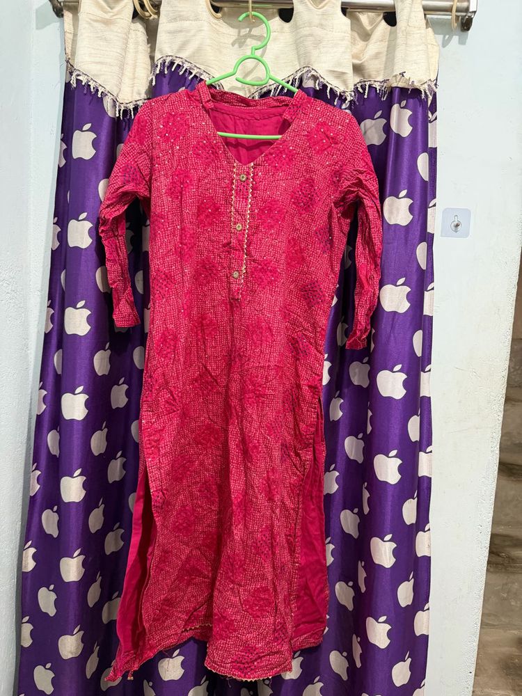 Vibrant Pink Printed Kurta