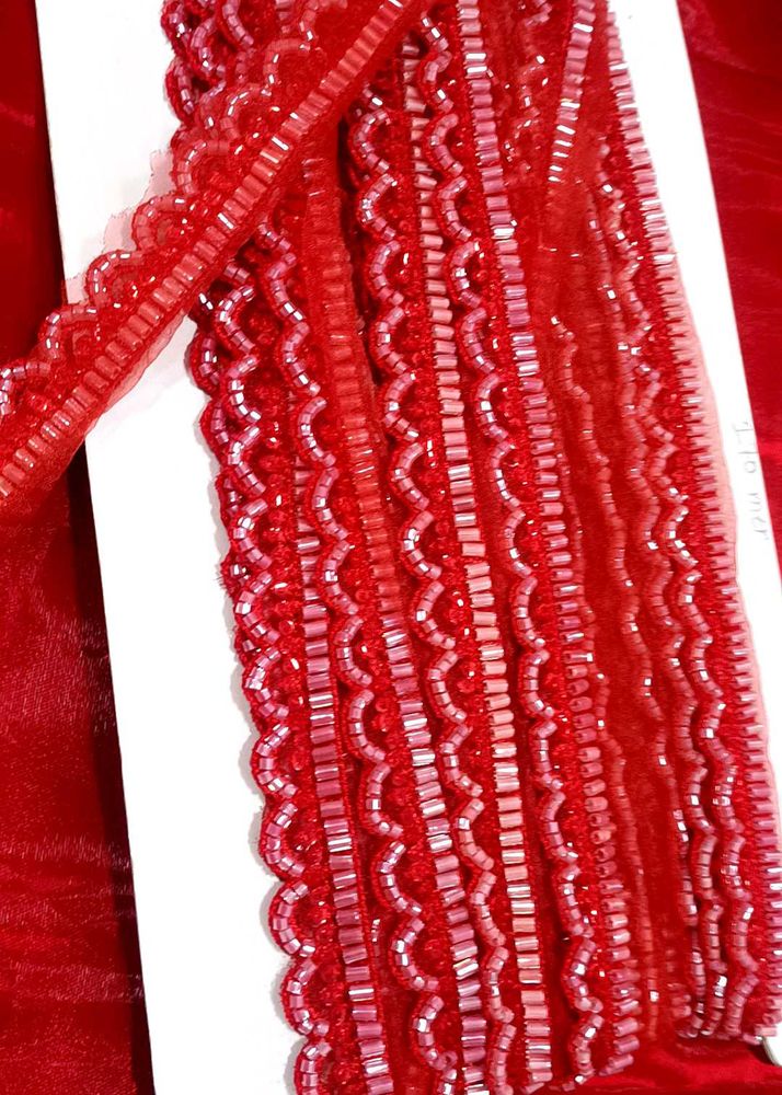 Red Beaded lace ( 3 meters )