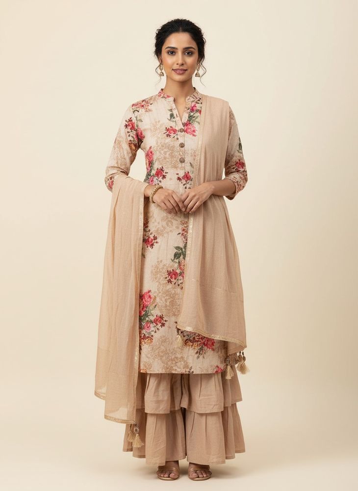 Elegant Floral Kurta Set with Dupatta
