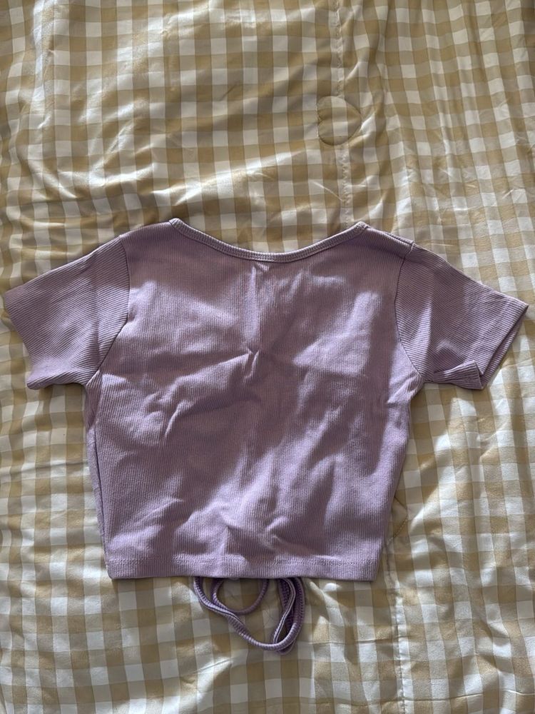 Lavender Tie-Back Crop Top