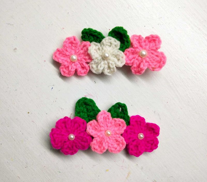 Handmade Crochet Flower Hair Clips