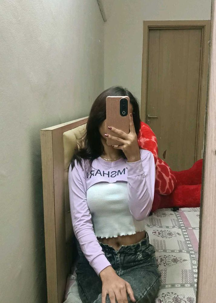 Gymshark Lavender Long Sleeve Crop Top