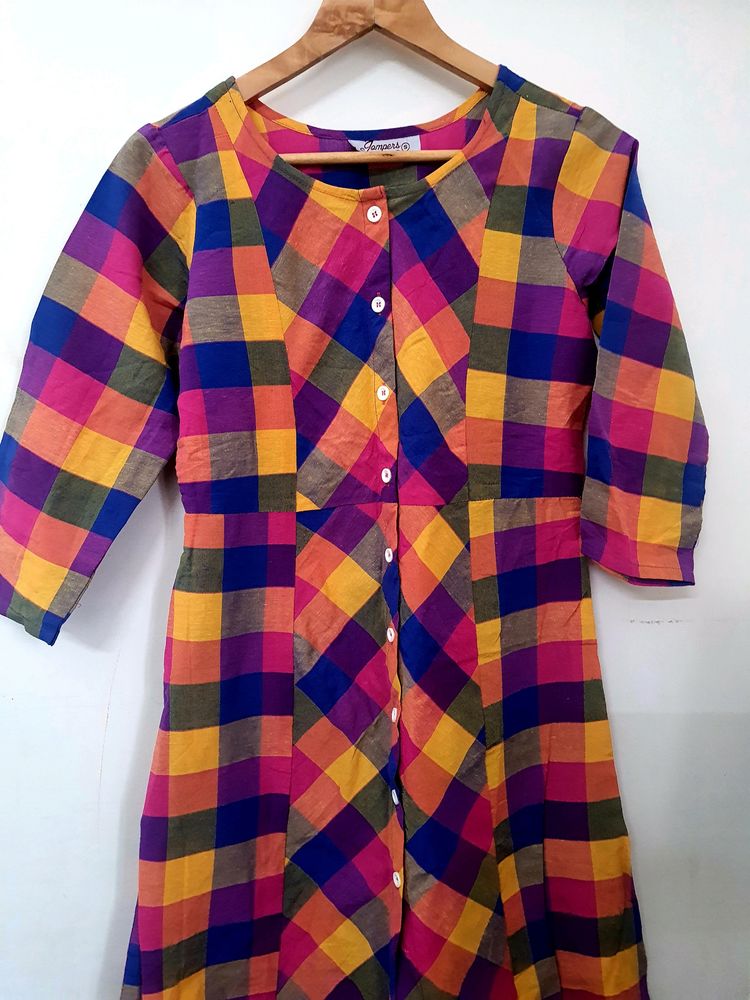 Vintage Plaid Button-Down Dress