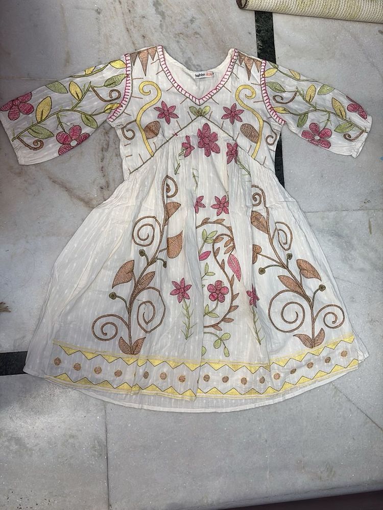White Embroidered Ethnic Gown