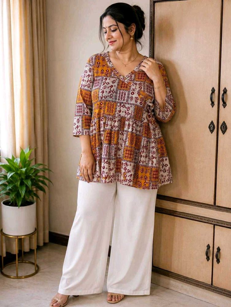 Short Printed Kurti | 100% Cotton | Size L