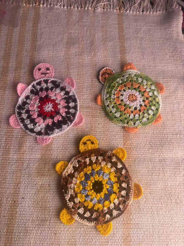 Handmade crochet table coasters - Set of 3