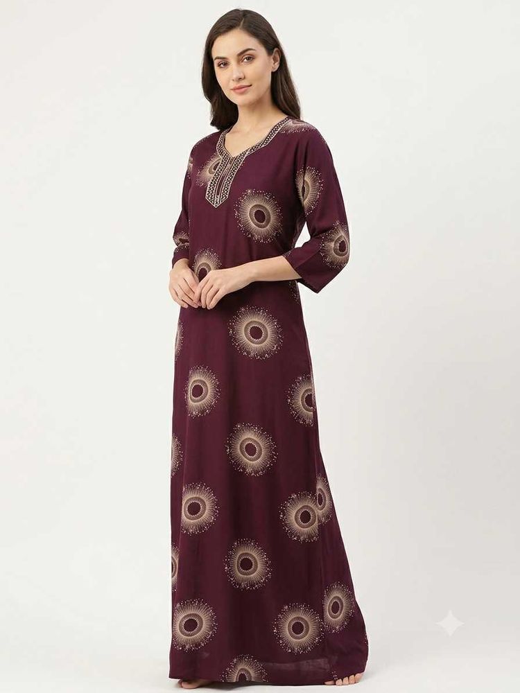 Elegant Maroon Printed nighty