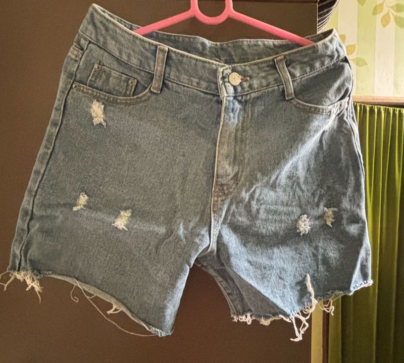 Distressed Denim Shorts