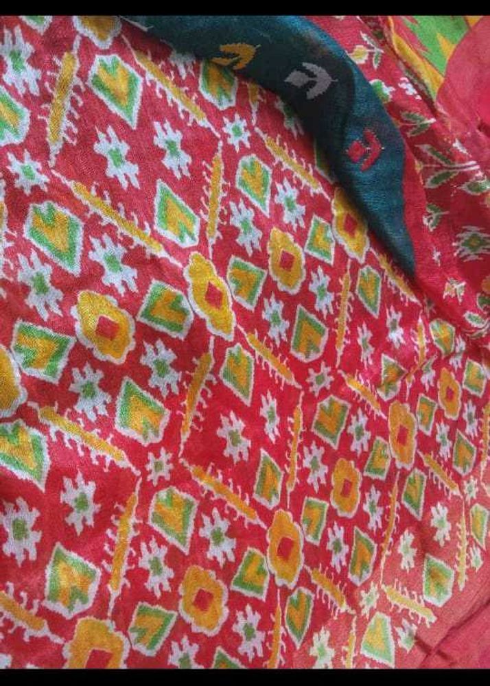 Vibrant Red Ikat Saree