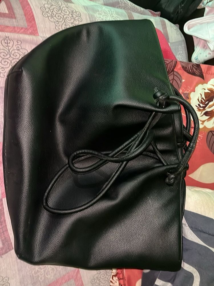 Chic Black Faux Leather Hobo Bag