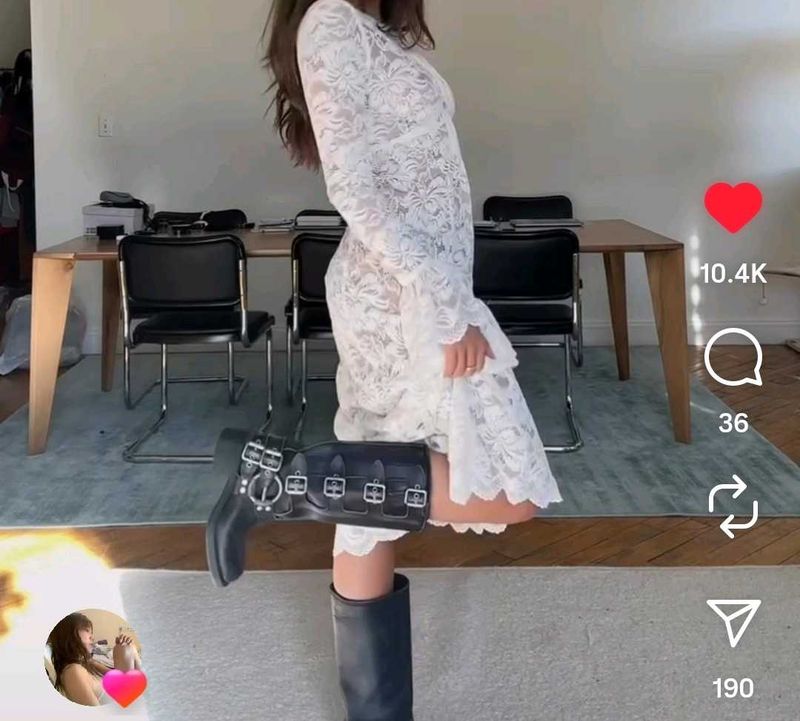 Off White Embroidered Lace Dress
