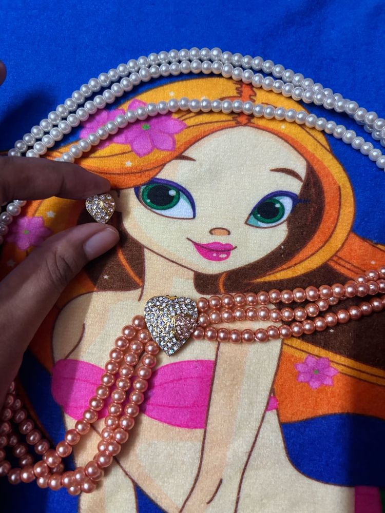 sale/Pearl Necklace and Earrings Set