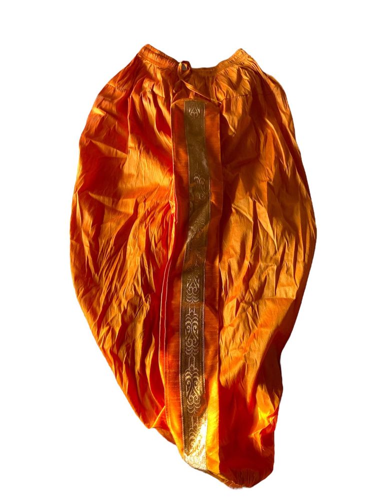 Orange Dhoti with Gold Trim