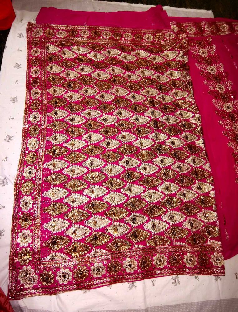 Gorgeous Rani Pink Embroidered Saree🤩