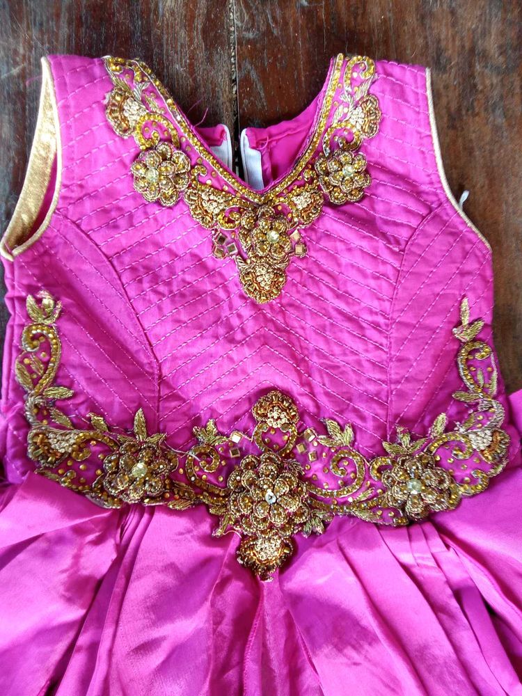 Pink Embellished stone&amp;beads  studded Party Dress