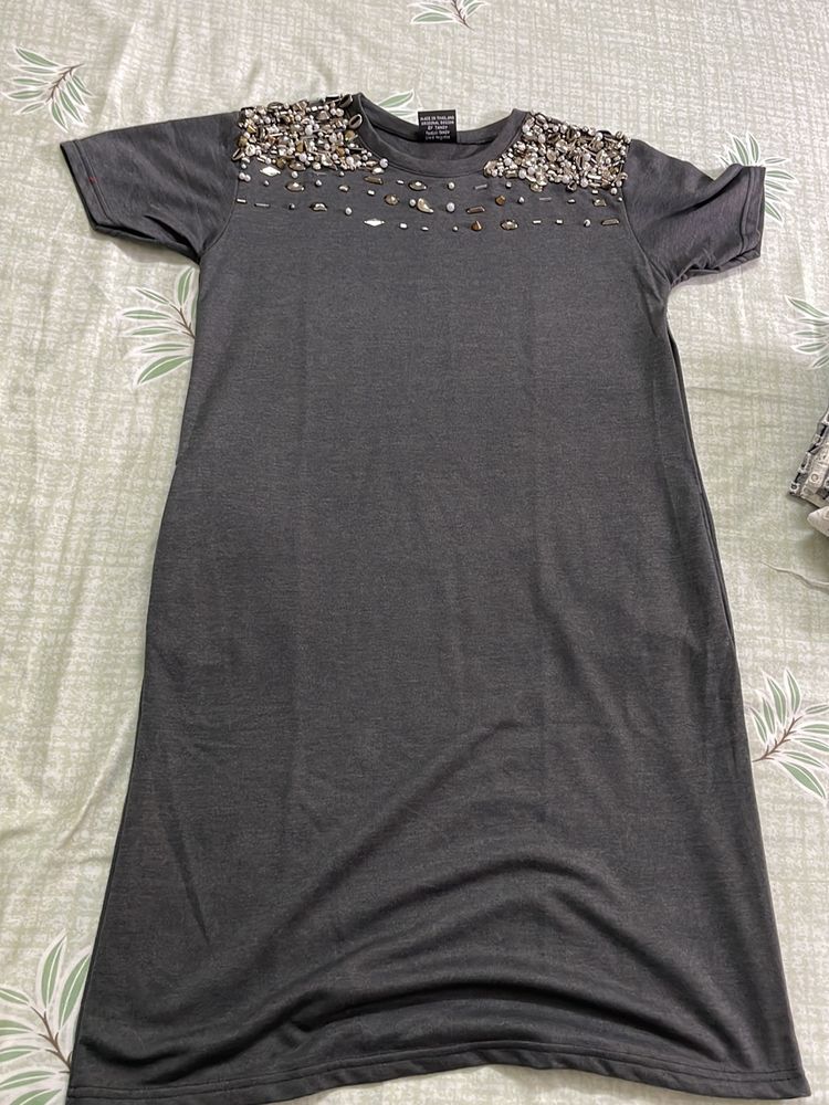 Grey Imported Knee Length Dress