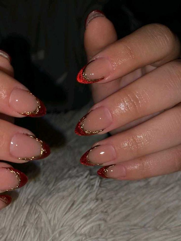 Red cat eye press on nails