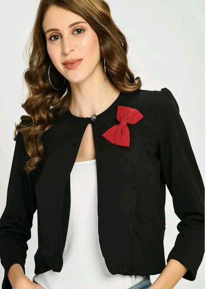 Chic Black Bolero Jacket and blue top