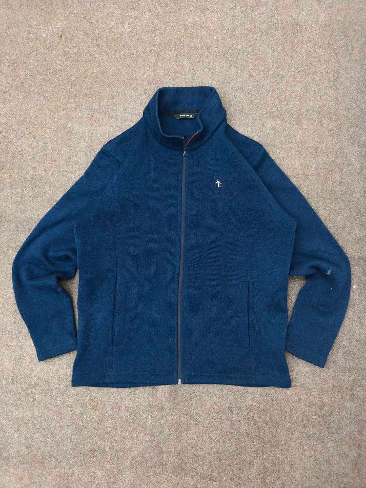 Men's Blue Fleece Zip-Up Jacket