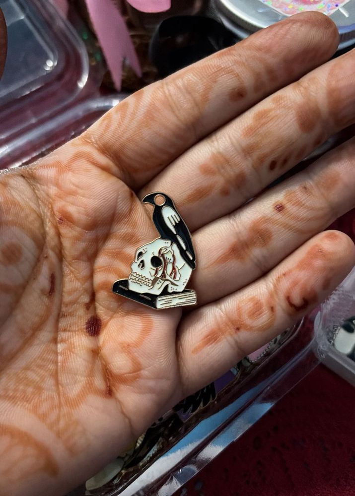 Skull &amp; Raven Enamel Pin