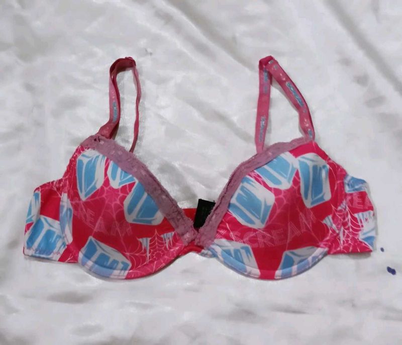 Pink &amp; Blue Diamond Print Bra