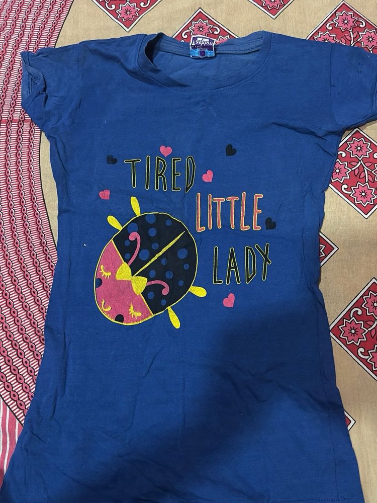 Blue T-Shirt with Ladybug Graphic