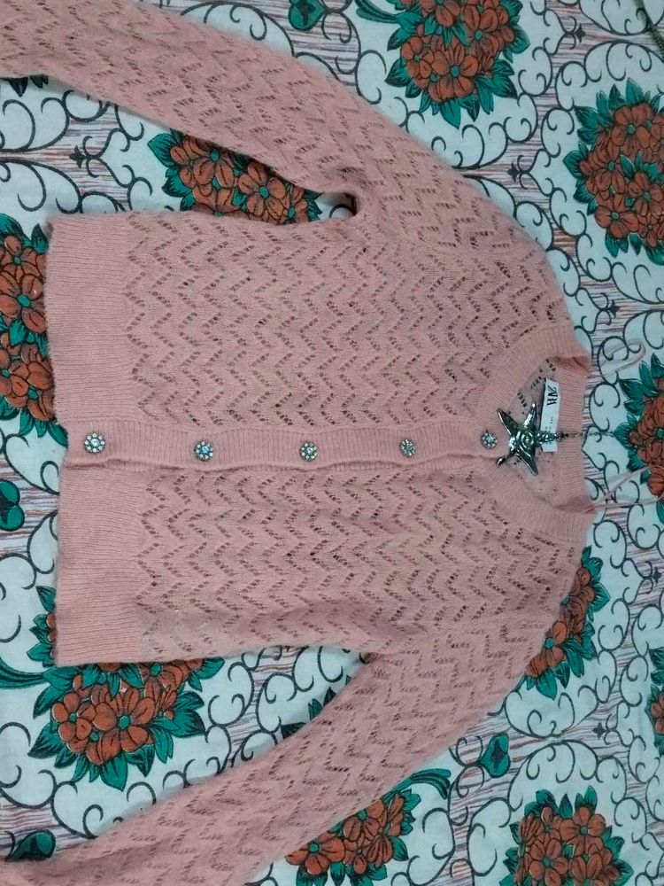 Chic Pink Button-Up Cardigan