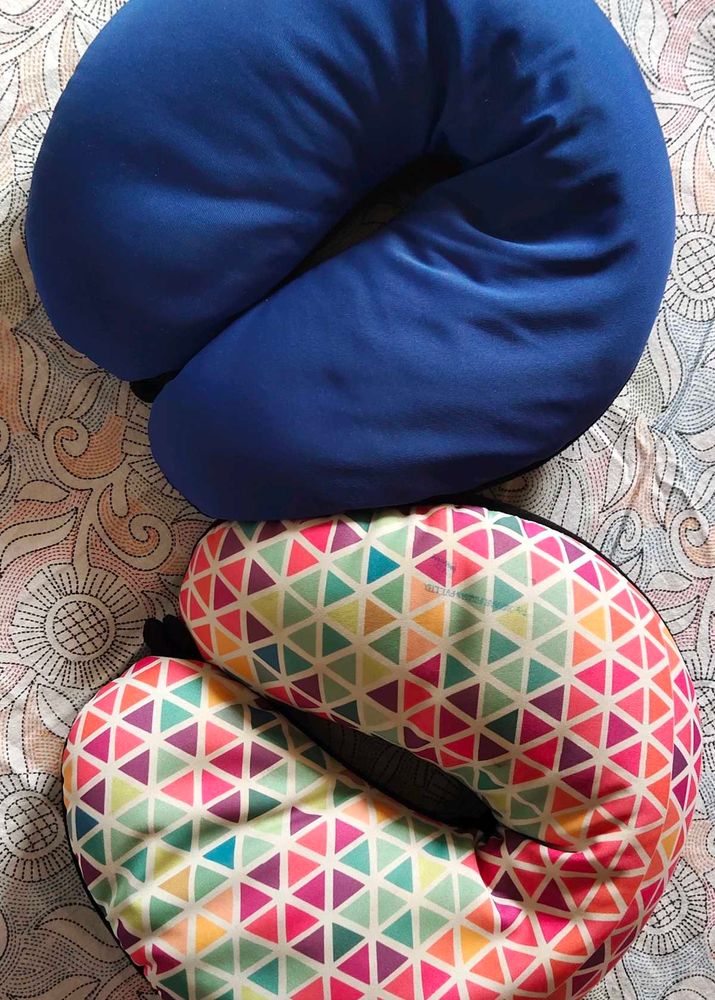 Travel Neck Pillow - Blue &amp; Geometric