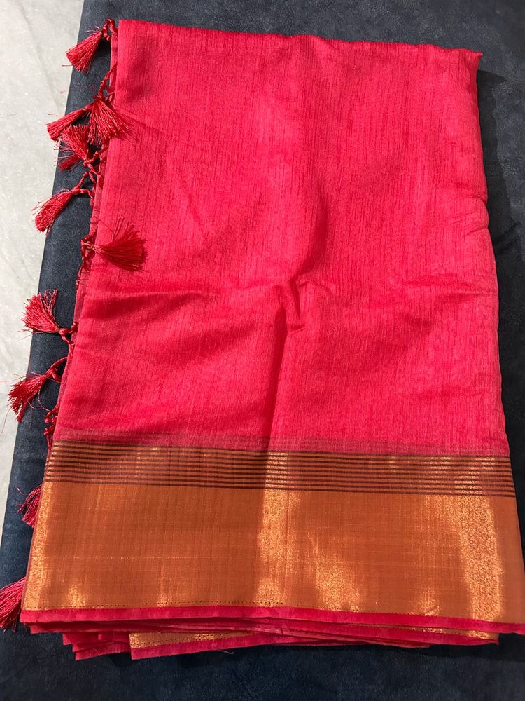 Vibrant Pink Silk Saree