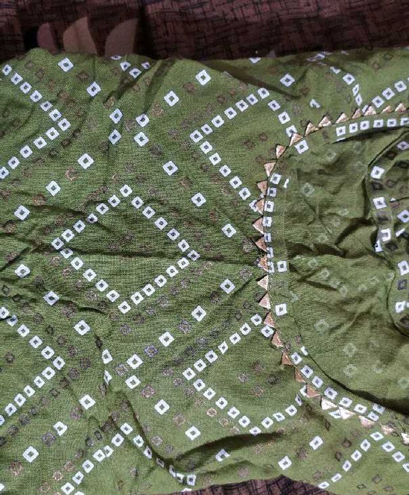Size Issue Olive Green Bandhani Print Kurti